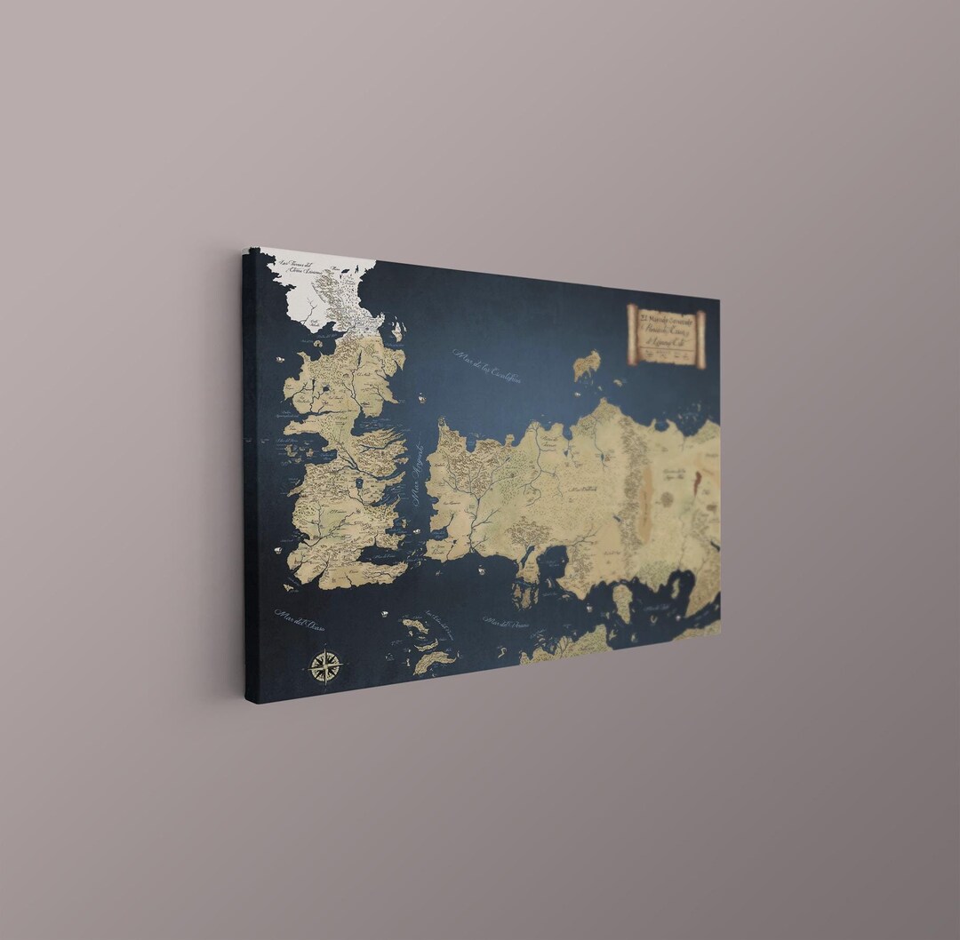 Westeros Map Canvas, Game of Thrones, Gift for Him, Gift for Her ...
