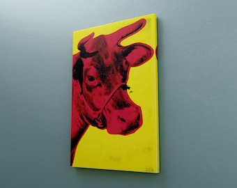 Lienzo de arte pop de vaca, Andy Warhol, arte pop de vaca, impresiones artísticas, lienzo de un solo panel, listo para colgar, impresión artística de Andy Warhol, arte pop de Andy Warhol