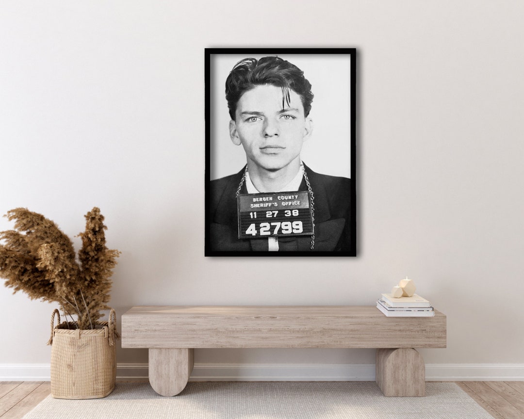 thumbnail image 2 of Frank Sinatra Mugshot 2 – Framed Poster Print – Black & White Vintage Music Art 2 of 4