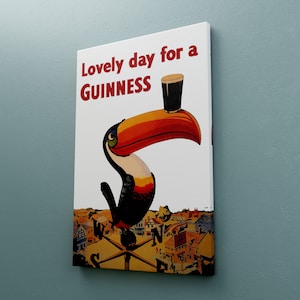 Guinness Toucan Canvas Poster, Beer Poster Art, Guinness Beer Poster, Lovely Day for a Guinness, Home Wall Decor, Vintage Afiche Guinness