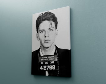 Frank Sinatra Mugshot Canvas Poster, Frank Sinatra Mugshot Print, Celebrity Mugshot Poster, Home Bedroom Bar Mancave Decor, Trending Now