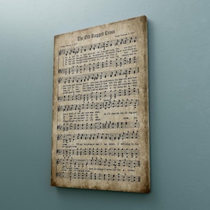 The Old Rugged Cross Hymn Sheet Music Wall Art – Vintage Christian Song Print – Religious Home Decor – Inspirational Bible Verse Poster