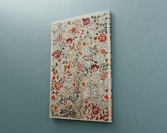Botanische Textilkunst, Leinwand, von William Morris, Vintage botanische Kunst, botanische Textilkunst, große Wandkunst, William Morris Art Decor
