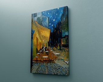 Cafe Terrace at Night Canvas - Vincent Van Gogh,Artwork Canvas Print,Vintage Painting Wall Decor, Fine Art Print, Stunning Framed Art Canvas