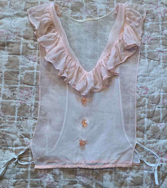 Vintage 1940s Rayon Ruffle Dickey: Sheer Pale Pink Collar - Etsy 