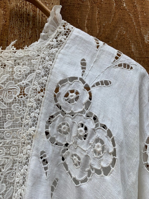 Vintage Late 1800’s French Linen Victorian Blouse… - image 10