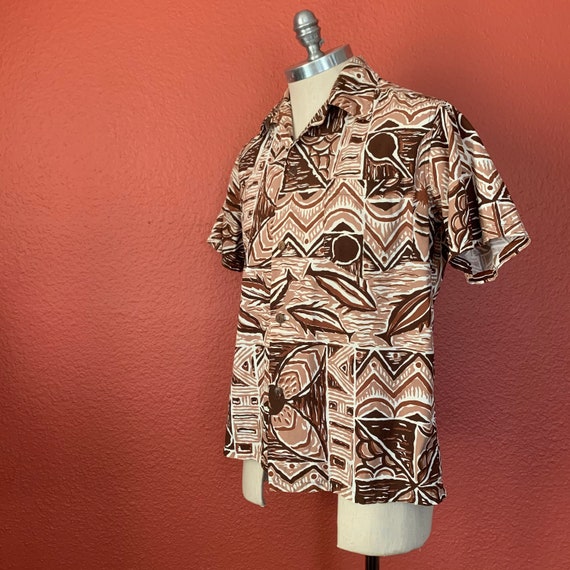 Vintage 1950s/60s Andrade Hawaiian Tiki Shirt M L… - image 1