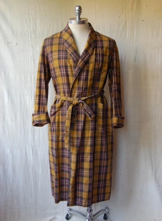 50's 60’s Plaid Summer Robe/ Vintage Lightweight B