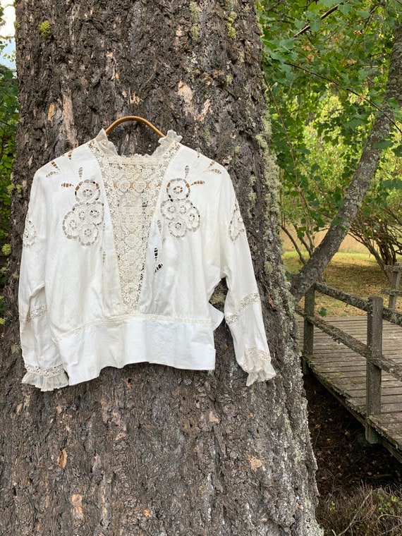 Vintage Late 1800’s French Linen Victorian Blouse… - image 2