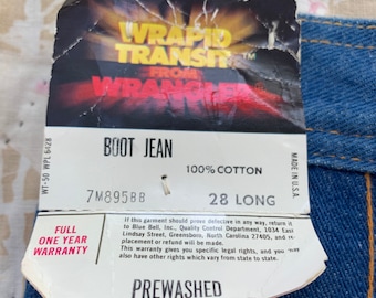 Vintage 1970’s NOS Wrapid Transit Wrangler Bell Bottom Jeans/70s Unisex Nowe-Stare-Zapasowe Jeansy 28x34