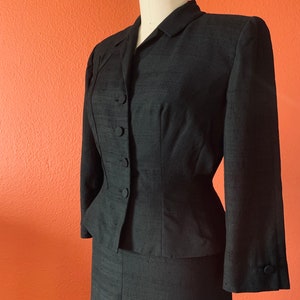 Vintage 1940’s Black Ultra-Light Silk Jacket and Skirt Wilshire Modes of California Tailored Women’s Suit/ 40s Union Label/ Jacket & Skirt
