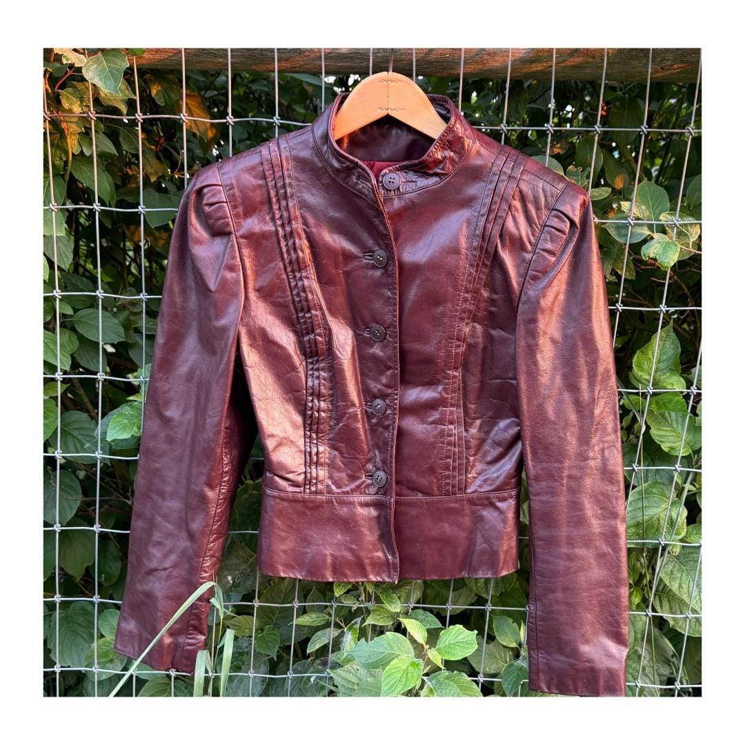 Pintuck Leather Jacket Vintage - Etsy