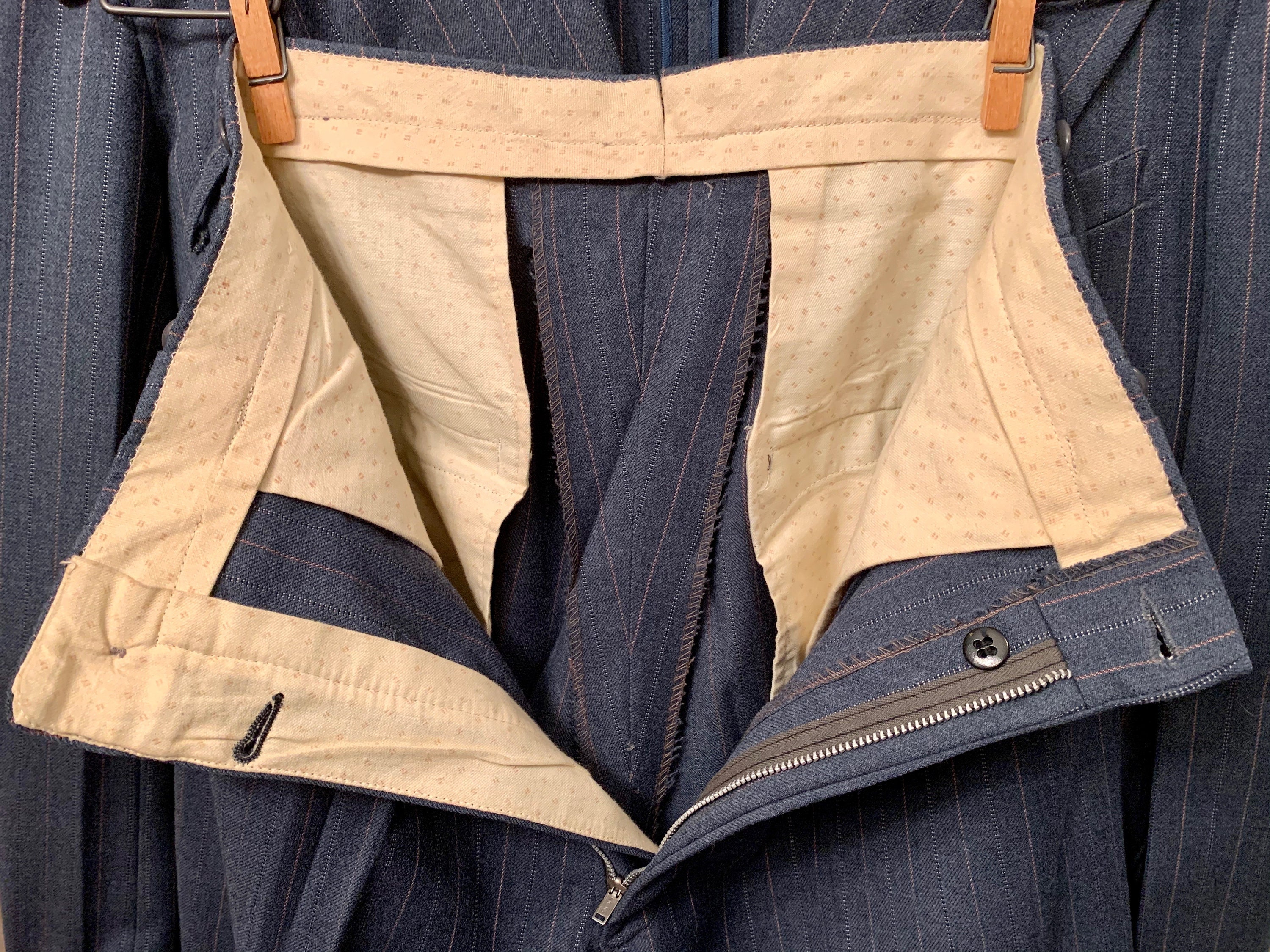 40s Double Breasted Blue Pin Stripe Suit/ Vintage 1940's
