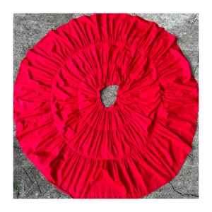 Vintage MCM/1950’s Pom Pom Fashions Red Cotton Full-Circle Tiered Ruffle Patio Skirt/50’s Peasant Skirt/Southwest Vintage/Square Dance/Small