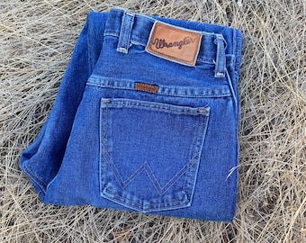 Vintage 70s Wrangler Jeans: All Cotton Denim Bell Bottoms, Made in USA