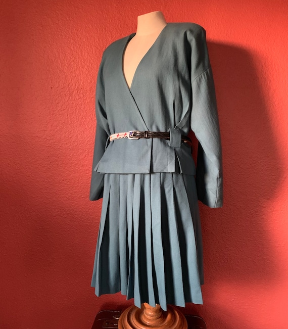 Vintage Custom-Made Two-Piece Wool Skirt Suit/ Ma… - image 1