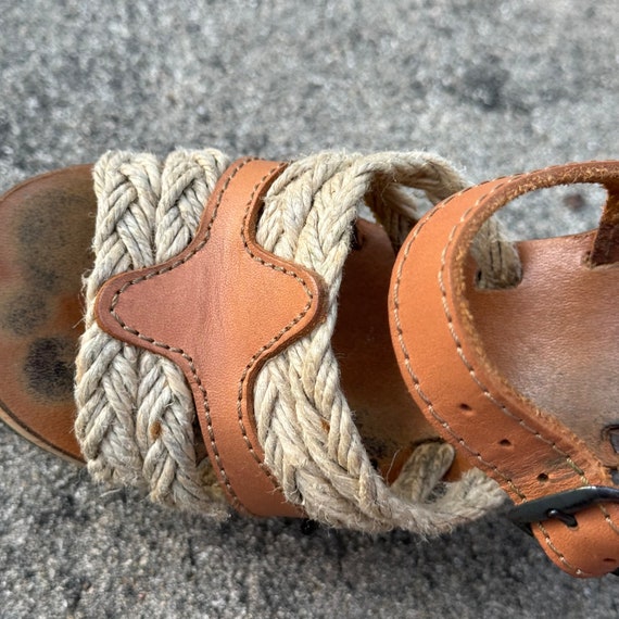 Vintage 1970’s Italian-Made Leather & Rope Cork P… - image 9
