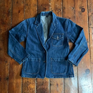 Vintage 80’s Liz Claiborne Denim Barn-Jacket Blazer with Patch Pockets/Size 12/ Barn Coat/Jean Jacket