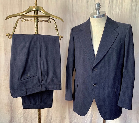 40’s Capp’s Clothing Navy Wool Herringbone Single