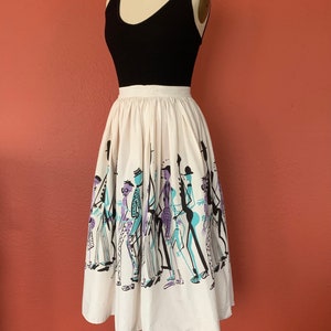 MCM 1950s Vintage Novelty Print Skirt, Saul Steinburg-Style /50s Novelty Print/ Size Small image 8