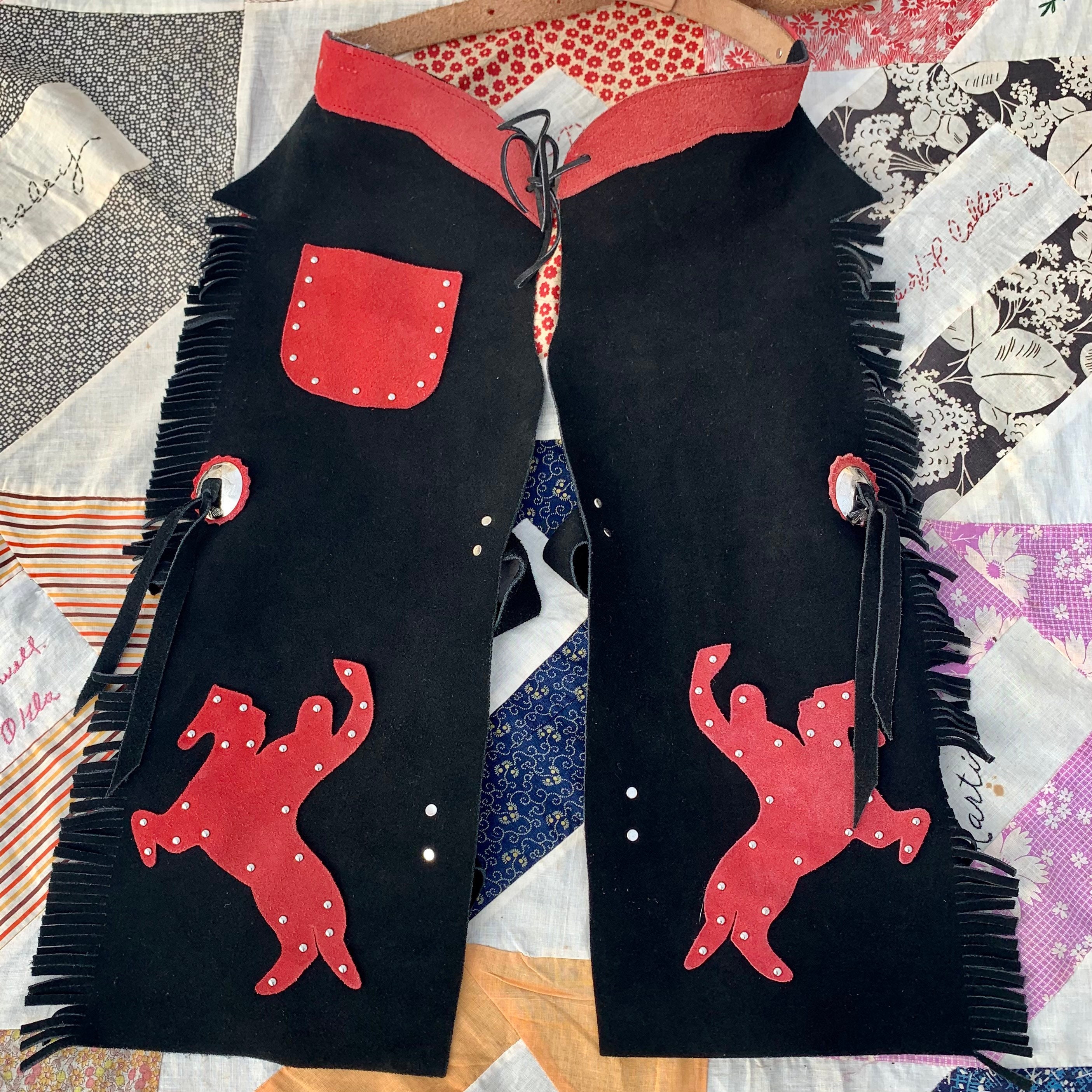 Vintage Kids Cowpoke Studded Suede Chaps/unisex Size Medium - Etsy