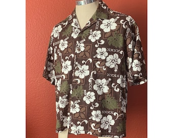 Vintage Hilo Hattie ‘The Hawaiian Original’ Aloha/Hawaiian All-Cotton Shirt/ Surf/ Tiki/ Size Large