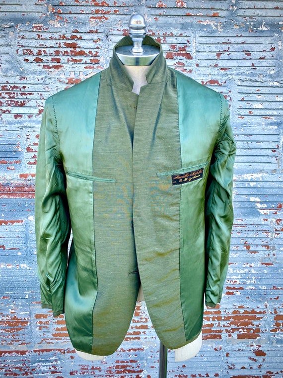 60s Green Sharkskin Jacket 40/ Vintage 1960’s Men… - image 7