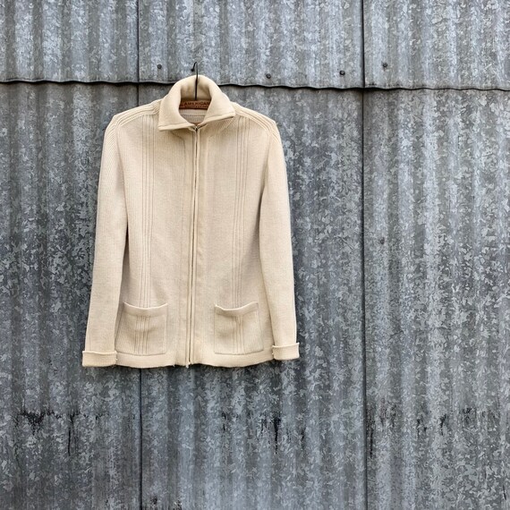 Cream zip front sweater sale