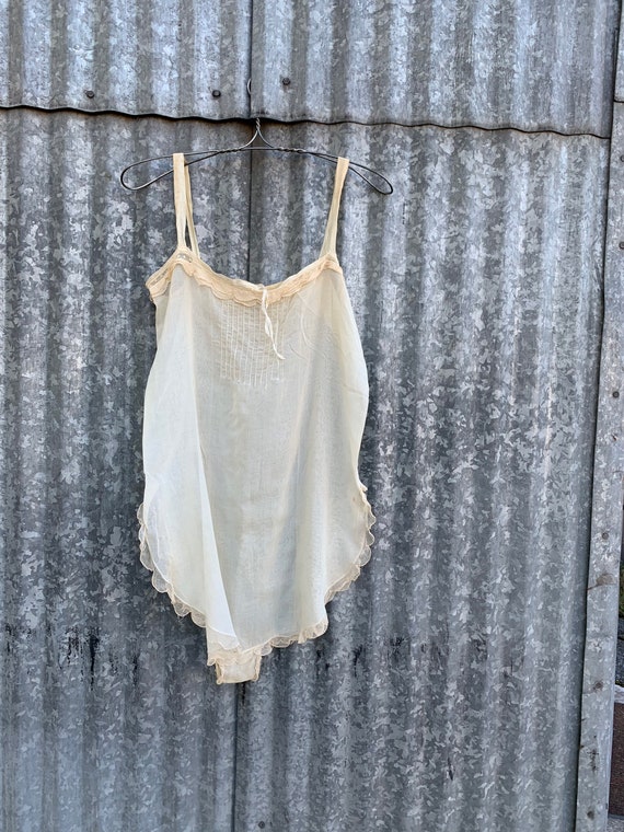 Vintage 1920’s Step In Romper/ 20’s Batiste Cotton