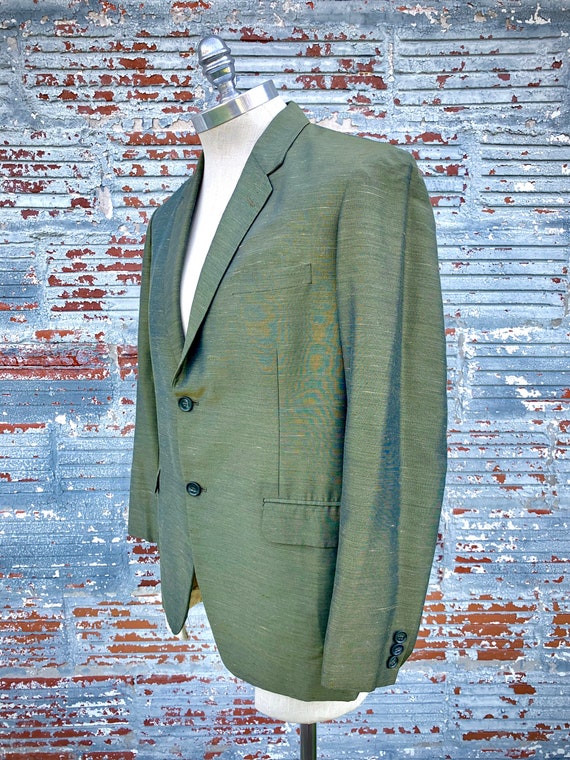 60s Green Sharkskin Jacket 40/ Vintage 1960’s Men… - image 4