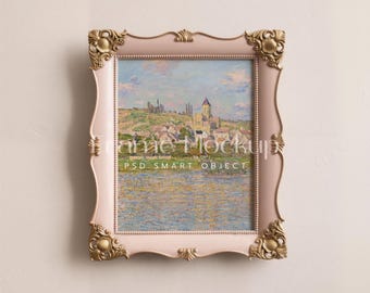 Pink Retro Baroque Frame Mockup, 8x10 PSD (Digital Download)