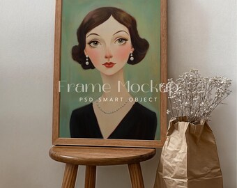 Vintage Wood Frame Mockup, DIN A, Photoshop PSD (Digital Download)