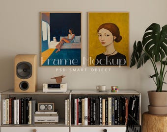 DIN A Frame Mockup, Living Room Scene PSD Template (Digital Download)