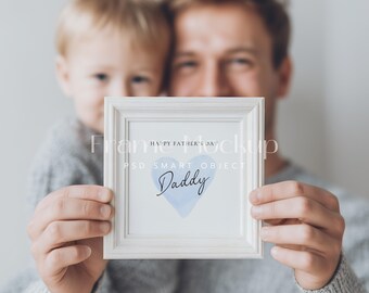 Father Son Frame Mockup, Square Art Print (PSD)