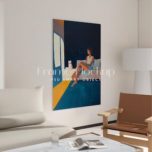DIN A Vertical Frame Photoshop Mockup for Art Display in Living Room, Wood Frame Mockup, Photoshop Frame Mockup, Poster Mockup