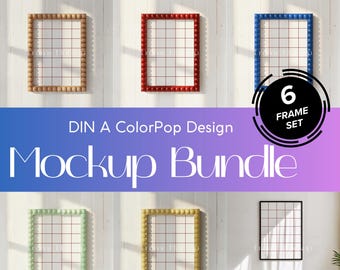 Color Pop Frame Mockup Bundle, Modern Minimalist, DIN A (PSD & Canva)