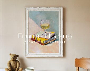 Rustic White Frame Mockup, DIN A ISO, Cottagecore (PSD & Canva)