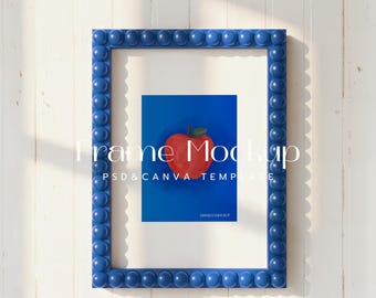 Blue Bobbin Frame Mockup, DIN A ISO, Photoshop & Canva (Digital Download)