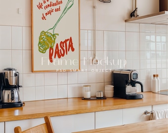 Scandinavian Kitchen Poster Frame Mockup, DIN A, PSD Template (Digital Download)