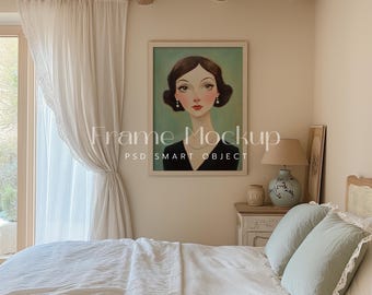 Mockup natuurlijk houten lijst, kunstweergave (PSD, png)