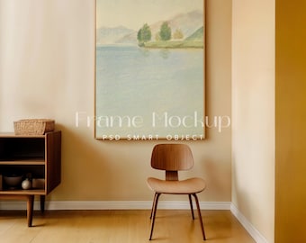 Large Wood Frame Mockup, Scandinavian Style, DIN A ISO (PSD Digital File)