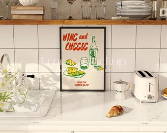DIN A Poster Mockup, Black Frame, Kitchen Scene (PSD)