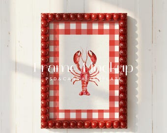 Red Bobbin Frame Mockup, DIN A ISO, Photoshop & Canva (Digital Download)