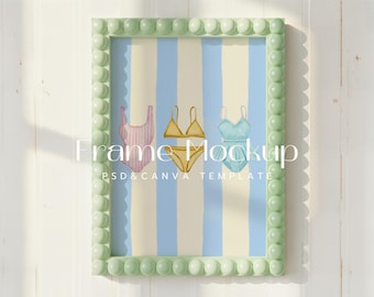 Green Bobbin Frame Mockup, DIN A ISO, Bumpy Style (Photoshop & Canva)