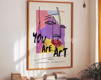 Vintage DIN A Wall Frame Mockup, Retro Aesthetic, Minimalist Boho Art Display, Sunlit Interior, Perfect for Print Showcase