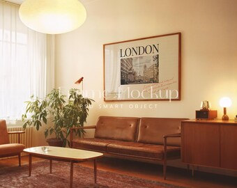 Retro Landscape Frame Mockup, Minimalist Boho Art Display (PSD)