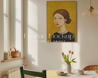 Vertical Wood Frame Mockup - DIN A, Wall Art (PSD)