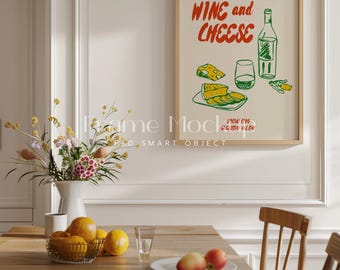 Dining Table Scene Frame Mockup, Natural Wood (PSD)