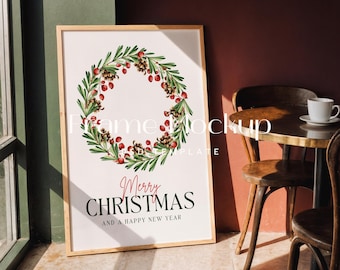 DIN A Retro Cafe Frame Mockup, Christmas Mood ISO 5x7 PSD (Digital Download)