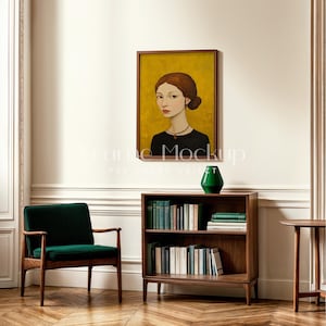 DIN A Wood Frame Mockup with Elegant Livingroom, Realistic Interior Design for Art Prints, PSD Smart Object, Interior Scene Mockup